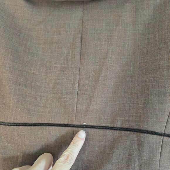 Max Studio Y2K Babydoll Long Blazer Jacket Brown Size M Velvet Trim Wool Retro - Picture 8 of 11